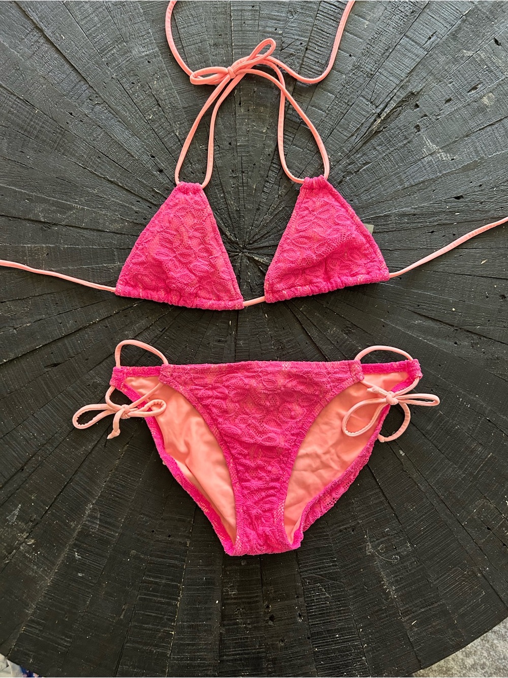 Victoria's Secret Hot Pink Lace Bikini Bottoms